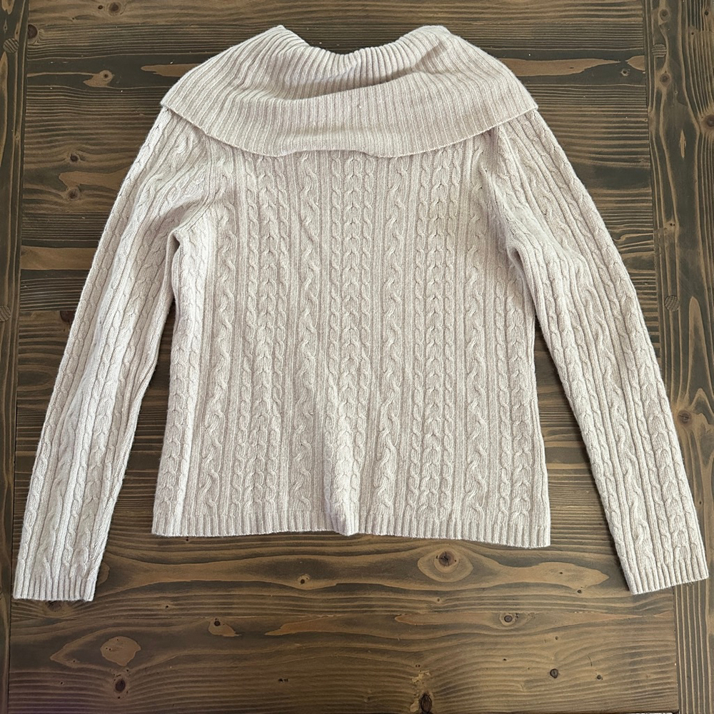 Women’s Charter Club Cable Knit Cowl Neck Sweater XL Beige Cozy Luxe - Picture 4 of 6
